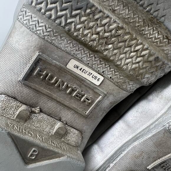 Hunter Boots Womens 6 Rain Metallic Silver Rubber boot Mid Calf - Picture 9 of 9